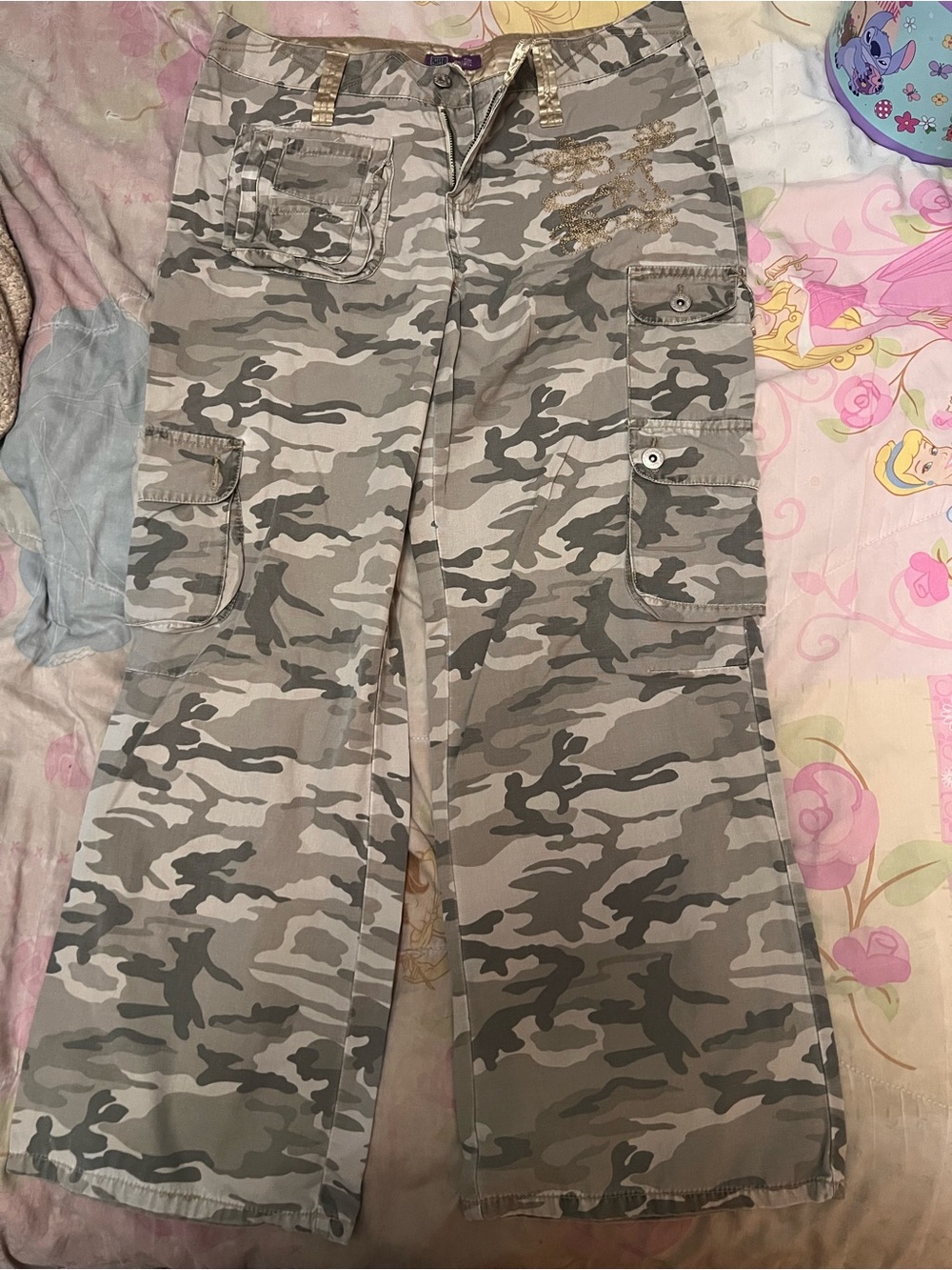 Faded Glory Girls' Grey & Tan Camo Cargo Shorts
